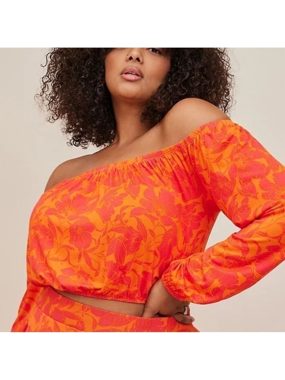 3X • Torrid • Super Soft Off-shoulder Long Sleeve Crop Top
